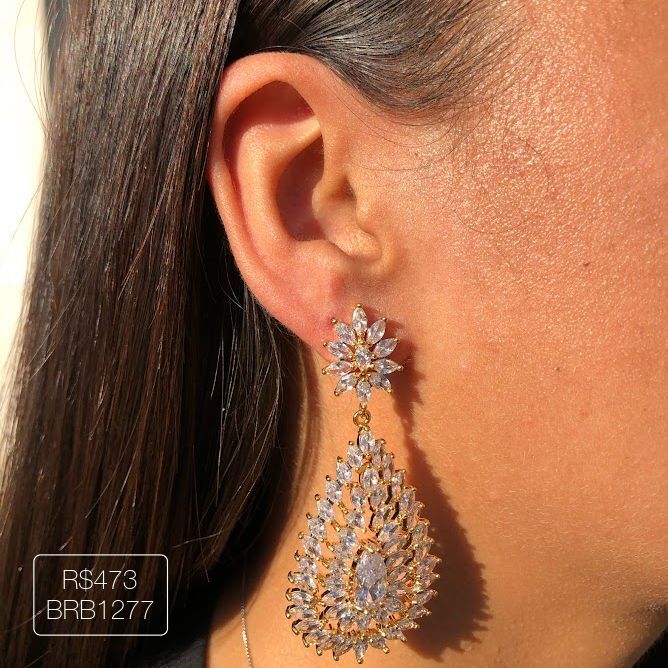 Brinco Em Formato De Gotas Super Navetes Luxo